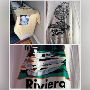 3 pack H&M men’s large print tee shirt. 2 yellow, 1 white